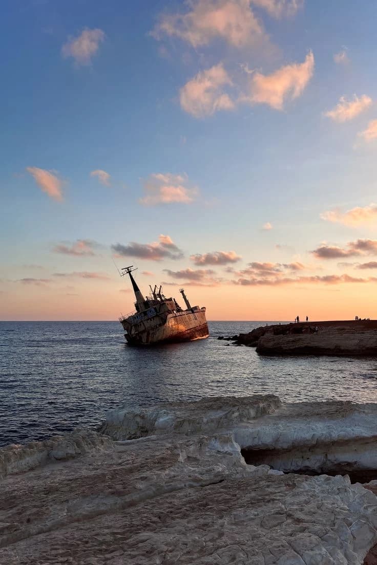 The Edro III shipwreck at sunset, Peyia